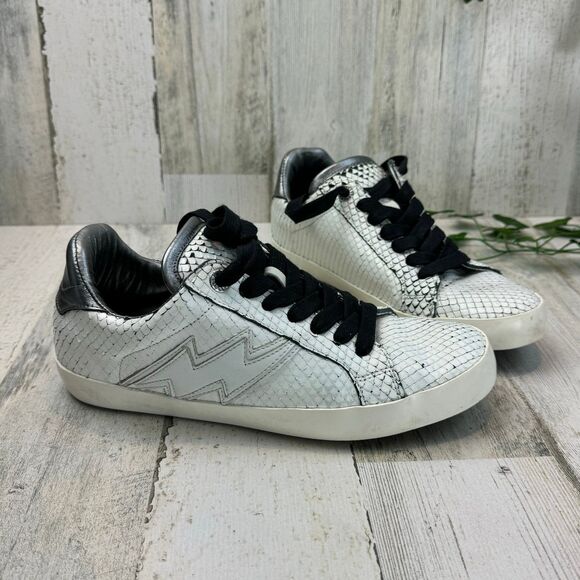Zadig & Voltaire Women's Zadig Keith Flash Low Top Sneakers, White, Size 38 - Picture 1 of 8